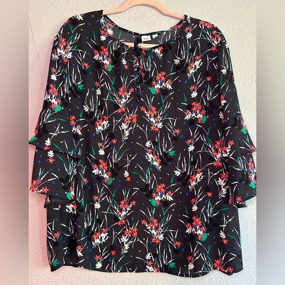 GAP Flowy Black Floral Top Women’s XXL - Picture 1 of 8